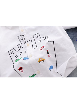 Embroidered City Skyline Shirt - Chasing Jase