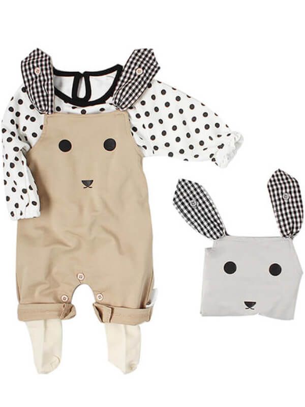 Rabbit Romper with Gingham Straps - Chasing Jase