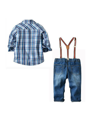 Plaid Shirt 4 piece Denim Jeans Set - Chasing Jase