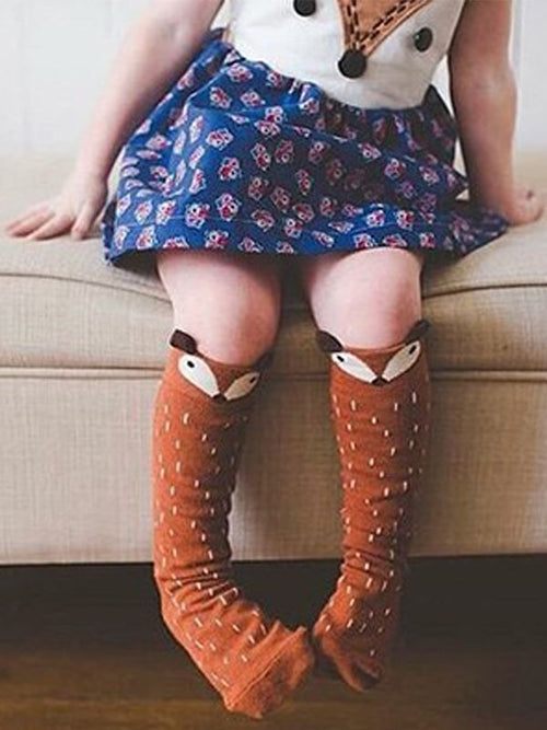 Fox Pattern Knee High Socks