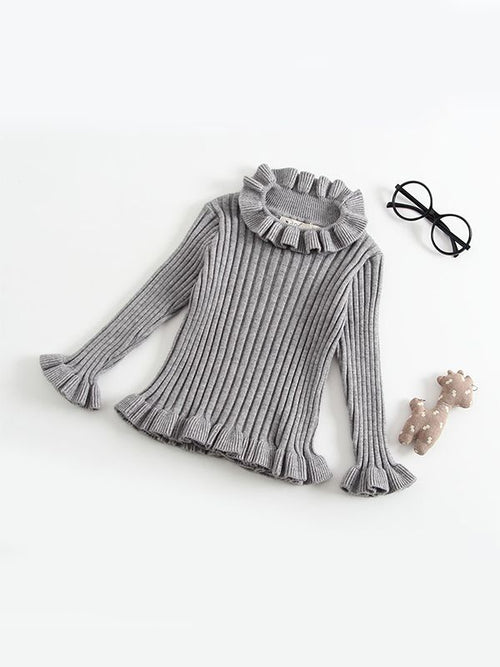 Ruffle Ribbed Fitted Sweater