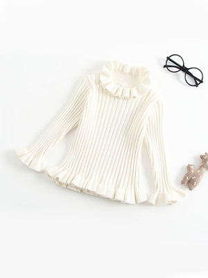 Ruffle Ribbed Fitted Sweater - Chasing Jase