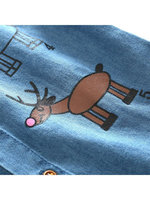 Deer Print Denim Shirt - Chasing Jase